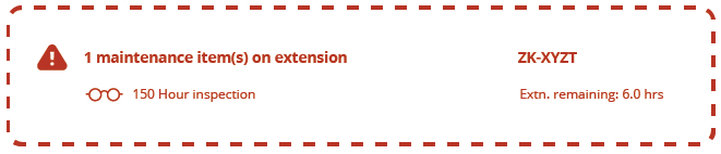 Alert showing a maintenance item on extension