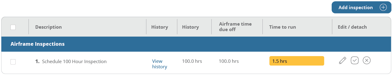 track individual aircraft inspections