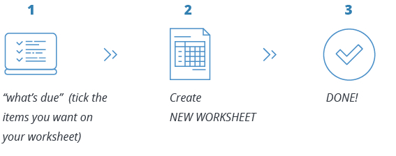 Steps to create a worksheet from due items